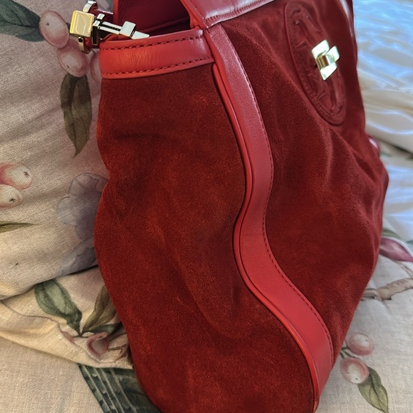Tory Burch Red Suede and Leather Bag - Picture 5 of 7